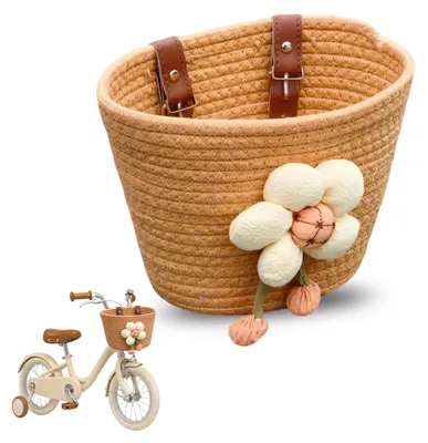 Immagine prodotto di Piccolo cestino per bicicletta con decorazioni floreali, ideale per bambini