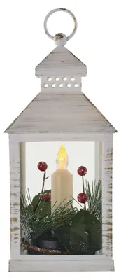 LED Deko – Weihnachtslaterne mit Kerze, 23 cm, 3x AAA, Innen, Vintage