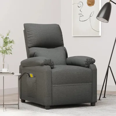 Image de The Living Store Fauteuil de massage électrique Tissu gris foncé