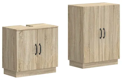 Image de vidaXL Ensemble de deux meubles de salle de bain, modèle HOORN, en chêne Sonoma