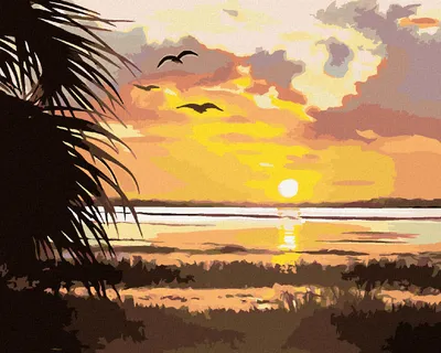 Produktbild von Zuty - Malen nach Zahlen - SONNENUNTERGANG ÜBER WASSER 2 (D. RUSTY RUST), 40x50 cm, ohne Keilrahmen