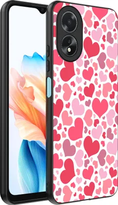 Productafbeelding van Smartphonica Telefoonhoesje, geschikt voor Oppo A18, met hartjesprint.TPU achterkantbescherming met hartjesdesign - Kindertelefoonhoesje met hartjesdesign