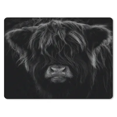 Produktbild von MuchoWow® Mauspad Mousepad Schottischer Highlander - Kuh - Schwarz - Weiß - Porträt 40x30 cm - Mousepads - Maus Mat - Pad - Mausunterlage - Anti Rutsch