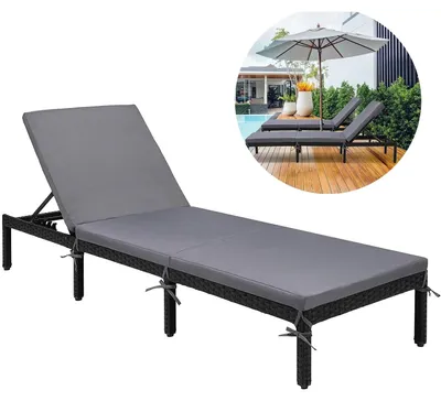 Produktbild von Loungesessel – mit dicken Kissen – Sessel – aus PE-Rattan und Stahlrahmen – Gartenstuhl für Terrasse, Garten und Pool