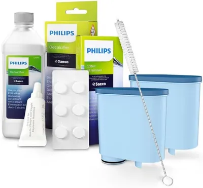 Produktbild von Philips Saeco Pflege Set – 2 AquaClean Filter CA6903 + Entkalker CA6700 + Reinigungstabletten + Fett