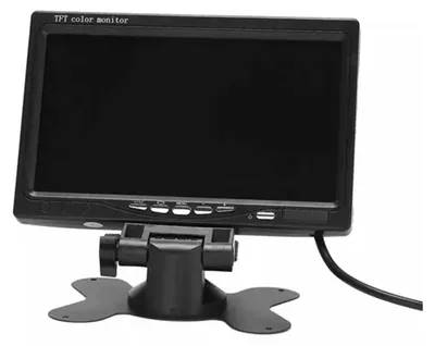 A black TFT color monitor with a stand and a cable is shown against a white background.