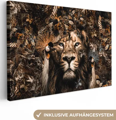 Produktbild von MuchoWow® - Leinwandbilder - Collage - Tiere - Luxus, Wandbild, Wanddeko Bilder Wohnzimmer, 60x40 cm