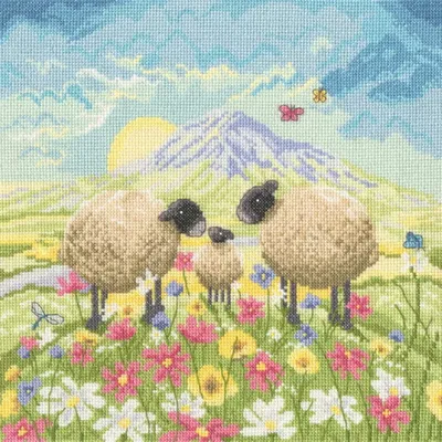 Produktbild von Bothy Threads Kreuzstich Stickpackung "Schmetterlinge und Babys", Zählmuster, XLP10, 26x26cm