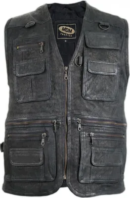 Produktbild von Herren Lederweste, Freizeitweste, Jagdweste, Anglerweste, Chopperweste,(3XL)