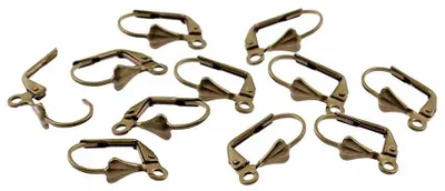 Produktbild von Vintageparts 10 Brisuren vintage Bronze, Klappohrring Blüte Messing