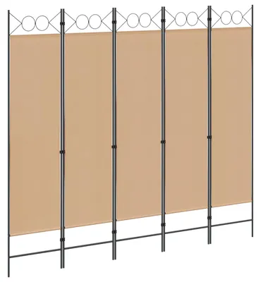 Image de Paravent 5 panneaux Beige 200 x 180 cm Tissu