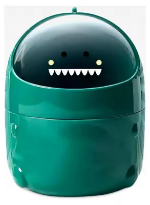 Produktbild von Mini Tischmülleimer mit Deckel, Dinosaurier Design, kleiner Papierkorb, Kawaii Deko, Aufbewahrungsbox für Büros, Kinderzimmer, Schminktisch, Wohnzimmer (Grün)