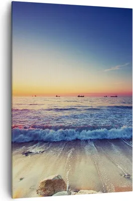 Produktbild von Bild auf Leinwand - Leinwandbild - Einteilig - Meer Strand Welle - 70x100cm - Wand Bild - Wanddeko - Wandbilder - Leinwanddruck - Wanddekoration - Leinwand bilder - Wandbild - PA70x100-3613