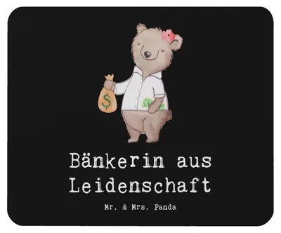 Produktbild von Mr. & Mrs. Panda Mauspad Bänkerin Leidenschaft - Schwarz - Geschenk, Spruch, Mousepad, Bankangestellte, Ausbildung, mausteppich, pc, laptop, Mouse Pad, Beruf, Lustig