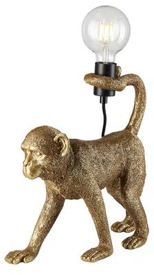 Image de Lampe de table CAPUCHIN vintage dorée, 1xE27x20W, en résine, dimensions : 37,5 x 13,5 x 39,5 cm, IP20, Endon