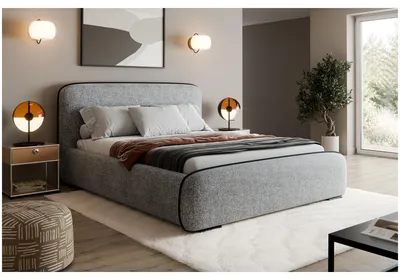 Produktbild von MEBLINI Polsterbett 180x200 mit Stauraum, Lattenrost und Bettkasten - Grau Webstoff/H3 Matratze - BELLION - Kopfteil Bett mit Stauraum - Doppelbett - Stauraumbett - Betten