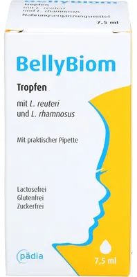 Zdjęcie produktu dla Krople BellyBiom wspomagają rozwój flory jelitowej dziecka dzięki sprawdzonym bakteriom kwasu mlekowego już od urodzenia, 7,5 ml