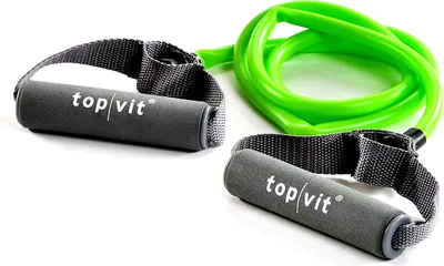 Produktbild von top | vit Bodytrainer, Fitnessband, Fitness Tube, Gymnastikband mit Schaumstoffgriffen, ca. 140cm lang, gelb - extra leicht