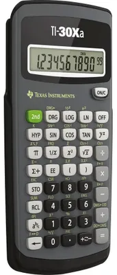 Produktbild von Texas Instruments TI-30Xa, Tasche, Wissenschaftlicher Taschenrechner, 10 Ziffern, 1 Zeilen, Akku, Schwarz, Grau