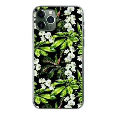Produktbild von MuchoWow® Handyhülle Schutzhülle Hülle für iPhone 11 Pro Blatt - Orchidee - Muster Silikon Softcase Handy Hülle - Handy