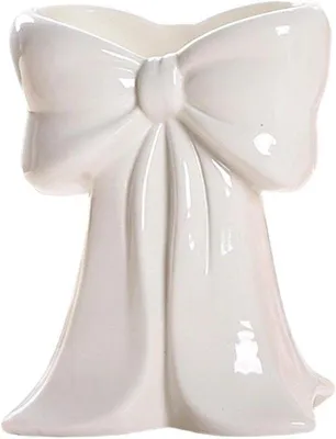 Productafbeelding van Strikvaas Keramiek - Decoratieve Vaas - Woonkamer Decoratie - Elegant Boogontwerp - 17cm Hoog - Wit