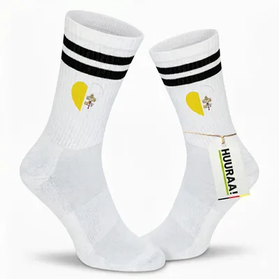 Produktbild von Huuraa Uni Socken Vatikanstadt Flagge Herz 37/41 Black Baumwolle Tennissocken Geschenkidee
