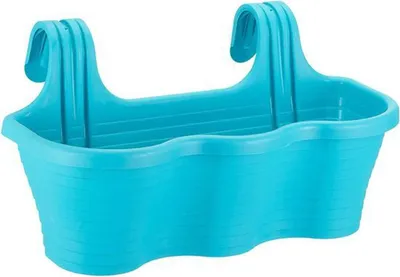 Produktbild von 2er Set Balkonblumentöpfe Turquoise 10L mit Haken, rechteckige Pflanzenkästen für Kräutergarten
