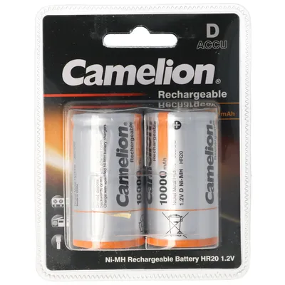 Obrázok produktu pre Camelion NH-D10000BP2, Nabíjateľná batéria, D, Nikel-Metal Hydrid (nimh), 1,2 V, 2 kusov, 10000 mAh