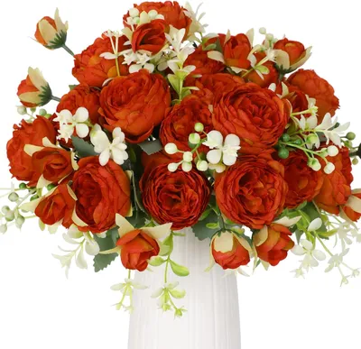 Produktbild von Kunstblumen Pioen, orange, 4 Bundels, aus Seide, für Dekoration