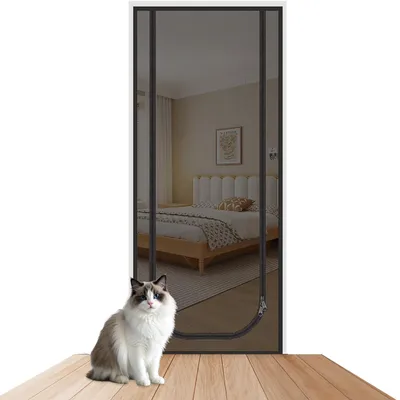 Imagen del producto de Red Katzennetz para balcón, 90 x 210 cm, con cremallera, protección para mascotas en balcones, protección contra insectos