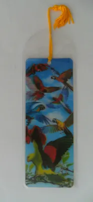 Produktbild von 3D Lesezeichen Papageien, 15x5 cm, Tier Wackelbild Wackelkarte Buchzeichen Bookmark Bücher Buch