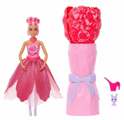 Image de Poupée Barbie Petal Pop Rose Rouge, Fleur Surprise avec Accessoires