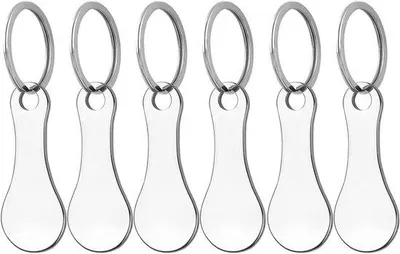 Produktbild von Münzwagen-Set aus 6 - Einkaufswagen-Münzen aus Edelstahl - silberfarben