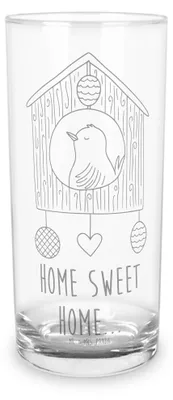 Produktbild von Mr. & Mrs. Panda Wasserglas Vogelhaus Home 200 ml - Transparent - Geschenk, Longdrinkglas, Haus, Lustige Sprüche, Vogel, Glas, Sweet, Cocktailglas, Tumbler, tischglas