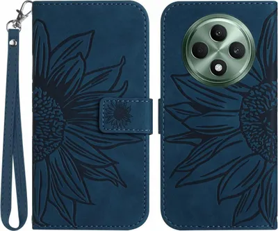 Produktbild von OPPO Reno12 F 5G Hülle - Coverup Sonnenblume Klapphülle mit Schlüsselband - Blau