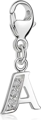 Produktbild von MATERIA by Matthias Wagner 925 Silber Alphabet Charms Anhänger Buchstabe A mit 3 Zirkonia C51