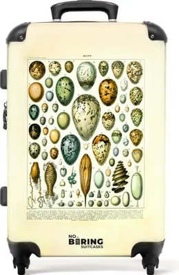 Produktbild von NoBoringSuitcases.com® Großer Koffer - Eier - Natur - Tiere - Vintage - Illustration - Kombinationsschloss TSA - Hartschalen Trolley 4 Rollen - 72 liter - Reisekoffer - 66 cmKoffer Mittelgroß 67x43x25 cm, 72L,