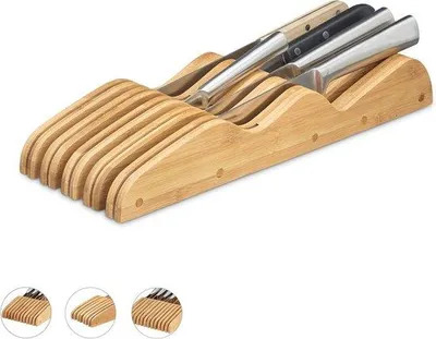 Produktbild von Famanu Messerblock Bamboe Organizer für 9 Messer - 5x12x40 cm