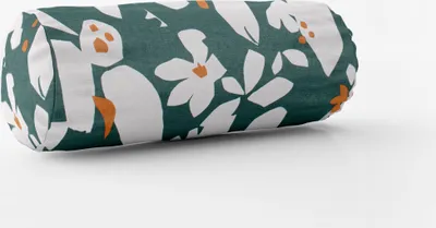 Produktbild von SCHÖNER LEBEN. Kissenhülle Ewazi Blätter Blumen abstrakt grün ecru Größe 15x40cm (ØxB) Nackenrolle 15x40cm (ØxB) Nackenrolle Größe