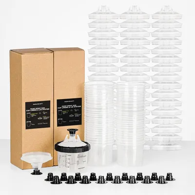 Immagine prodotto di Elzusha - Set di tazze per pistola a spruzzo mini, completo di 50 tazze e coperchi
