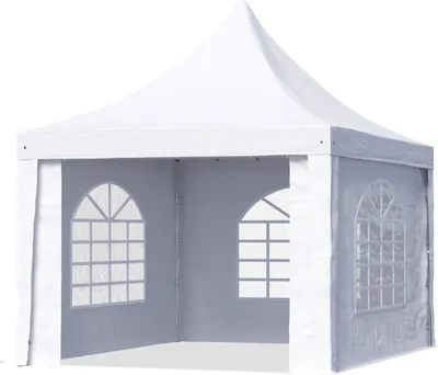 Zdjęcie produktu dla TOOLPORT Namiot Pagoda Pawilon 3x3 m – szybki i łatwy montaż z oknami – wytrzymała biała plandeka PVC 700 g/m²