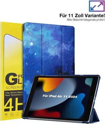 Produktbild von Schutzhülle + 2x 4H Displayfolie für Apple iPad Air 6. Gen 11.0 Zoll Cover Case Schutz Tablet Farbe: Starry Sky