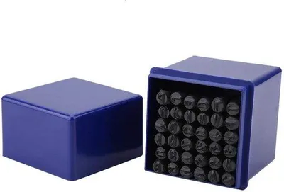 Zdjęcie produktu dla Zestaw stempli ze stali węglowej - 36 elementów - 5 mm - do użytku profesjonalnego - stal - cyfry/litery - zestaw stempli - trwały