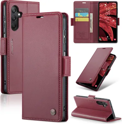 Produktbild von Galaxy A25 Hülle, Leder Brieftasche Kartenfach Schutzhülle mit Standfunktion für Samsung Galaxy A25 Rot