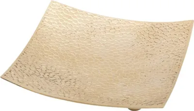 Produktbild von Kerzenteller Viereckig 10x10cm Waben Muster Messing Gold Dekoteller Matt Modern