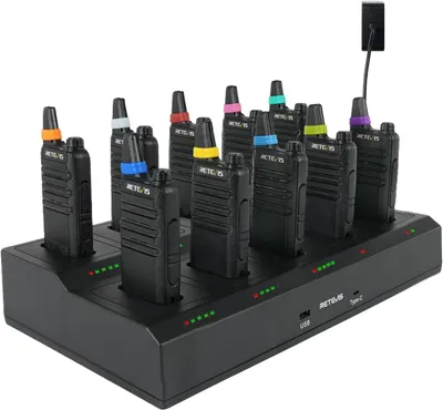 Produktbild von Retevis RT622 Walkie Talkie, PMR Funkgeräte Set, Wiederaufladbar Funkgerät mit 10-in-1 Ladegerät, Abnehmbare Steckplätze, Walkie-Talkie 10er Set für E