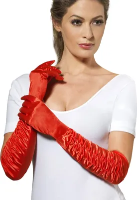Imagen del producto de Guantes largos, rojos y brillantes, ideales para un disfraz de carnaval