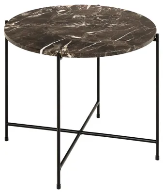 Produktbild von Beistelltisch Avila Ø52 cm - brauner Marmor/schwarz