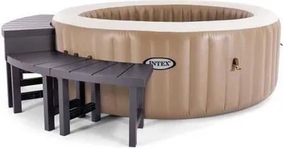 Image de Entourage de Spa Rond, 4 Places, INTEX 28515, 2 Pièces Medium, 2 Pièces Hautes, Résistant UV, Supporte 160 kg