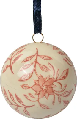 Produktbild von Clayre & Eef Deko-Anhänger Ø 6 cm Beige Keramik Blumen